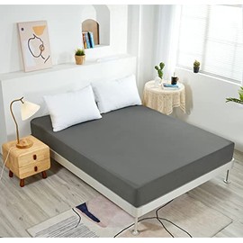 NHNHN Fitted Sheet-Deep Pockets-Soft Microfiber-Easy Care-Shrinkage and Fade Resistant-Fitted Sheets Queen Size-Only 1 Fitted Sheet (Queen,Dark Grey)