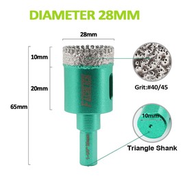 Diamond Tile Core Drill Bits - FACHLICH 28MM 2pcs Triangular Shank Diamond Hole Saw Bits for Porcelain Ceramic Tile Granite Marble