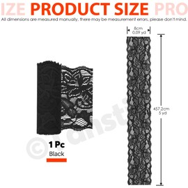 Tanstic 3.15 Inch x 5 Yard Black Floral Pattern Fabric Lace Ribbon Lace Trim for Crafts, Wedding Decorations, Gift Wrapping