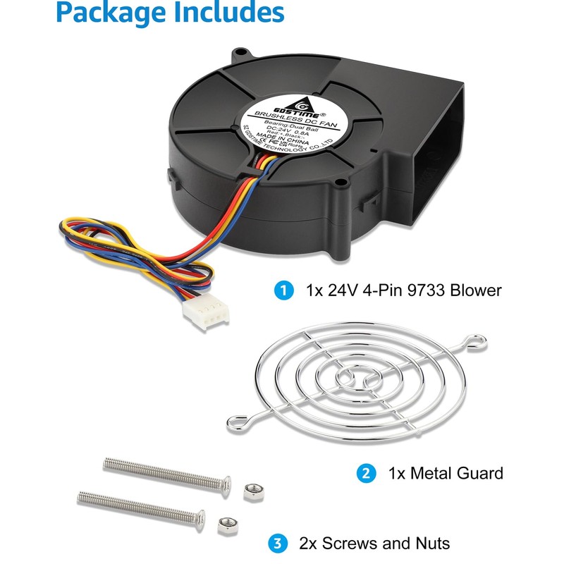 GDSTIME High Speed 97mm x 33mm 4-Pin PWM Blower 24V