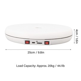 Zerodis Electric Motorized Rotating Turntable Display Stand with LED, 360 Degree Photography Turntable Product Turntable Stand for Product Photography Display Jewelry Watch 3D Models (White)
