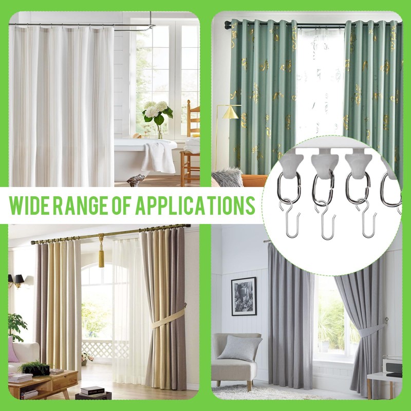 Curtain Hooks for Track, 100 Pcs Metal Curtain Hooks Hanging
