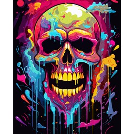 Aihonmin DIY Paint by Numbers,Sugar Skull Day of The Dead,Abstract Canvas Oil Painting Kit for Kids&Adults,16X20 Drawing Paintwork Acrylic Pigment,for Home Living Room Decorative Painting Frameless