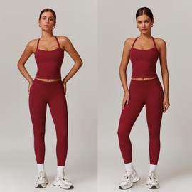 GXGPML Women Workout Sets (2025 NEW), 2 Piece Yoga Outfit Open Back Tank Top High Waisted Leggings Gym Sets Tracksuits For Women