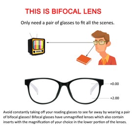 Bifocal Reading Glasses, Photochromic Brown Sunglasses, 0.00/+2.00 Magnification for Women/Men