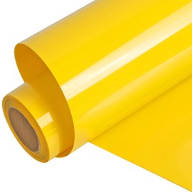 FUNKAKA Yellow HTV Heat Transfer Vinyl Rolls, 12" x 9ft Glossy Yellow Iron on Vinyl for T-Shirt, Adhesive Yellow HTV Vinyl for All Cutter Machines Easy to Cut & Weed for Heat Vinyl Design
