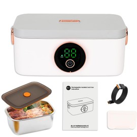 Iridesc Heated Electric Lunch Box, Automatic Heating-Cordless, 1L Capacity, Self Heating for Office, Car, and Outdoor Use