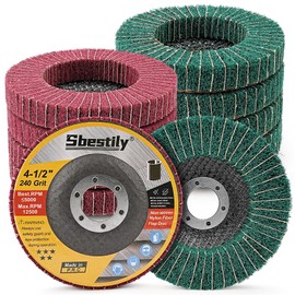 Sbestily 10Pcs 120 & 240 Grit Scour Flap Disc 4 1/2 Inch Coarse Polishing Grinding Wheel for Metal Stainless Steel Angle Grinder Scouring Pads Scuff Sanding Discs Paint Rust Remover