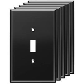 LIDER Toggle Switch Acrylic Wall Plate, Mirrored Light Switch Plate, Plexiglass Switch Cover, Mirror-like Reflective Finish, Modern Upgrade, Oversized 1-Gang 5.25" x 3.44", Black, 5 Pack