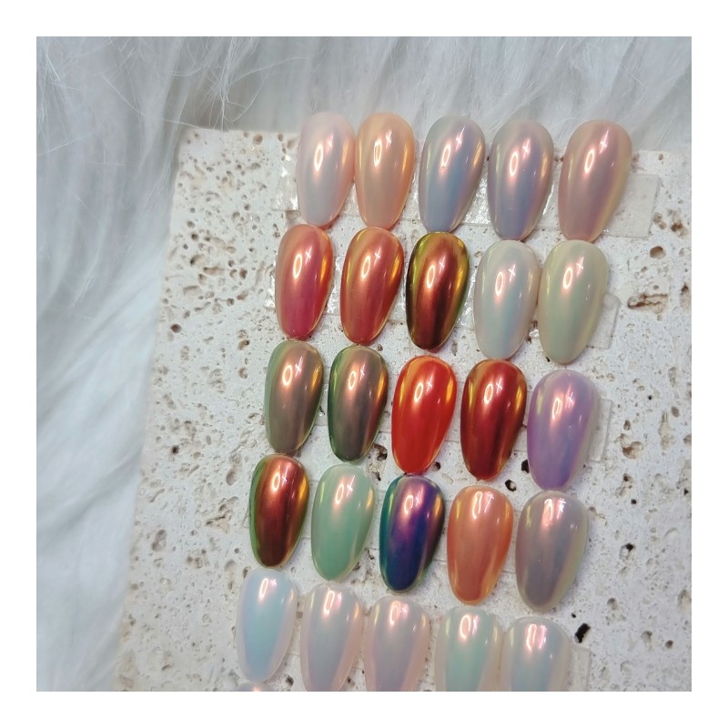 Sunset Beam Powder Handmade Nail Tip - Petit Round /