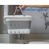 MINDFARGE Portable Folding Plastic Bath Caddy with Handle, Perforated, Travel