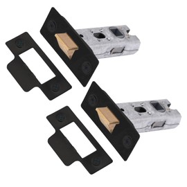 XFORT 2 Pack 65mm Matt Black Tubular Latch, Fire Rated Mortice Interior Door Catch, Door Latch for use with Lever Door Handles and Mortice Knobs on Internal Wooden Doors.
