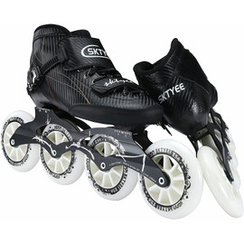 SKTYEE Carbon Fiber Inline Speed Skates Adult for Women and Mens, Professional Fitness Skating Roller Skates, High Performance Racing Skates, Unisex Black (39 EU/Men 6.5 /Women 7.5, Blackwhite)