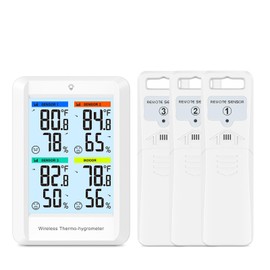 ORIA Digital Weather Station, Indoor Outdoor Thermometer Hygrometer with Large Screen Clear Backlight, Replaceable ℃ and ℉, Thermometer Humidity with 3 Remote Sensors for Home