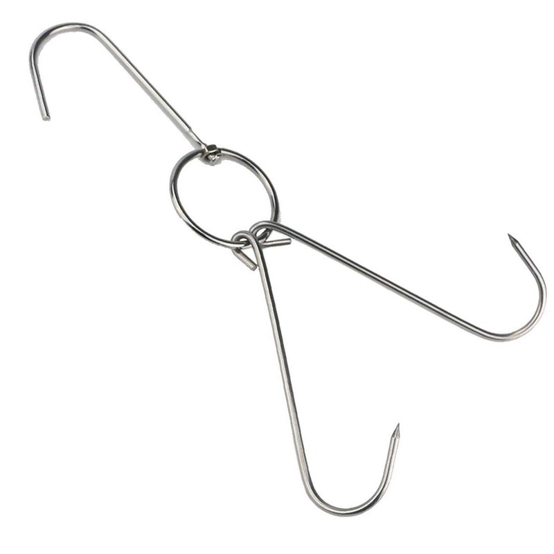 TIHOOD 6PCS 9.4" Stainless Steel Double Meat Hooks Roast Duck