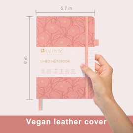 &And Per Se Lined Journal Notebook with Pattern, 160 Pages, A5 College Ruled Notebook Journals for Writing, 5.7 x 8 inches Hardcover Notebook for Women Men (1 Pack, Peach Pink)