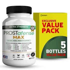 Prostafense Max Prostate Support Supplement - Natural Herbal Blend with Saw Palmetto Pumpkin Seed Pygeum Uva Ursi - Gluten Free Vegan Non-GMO - 60 Capsules (5)