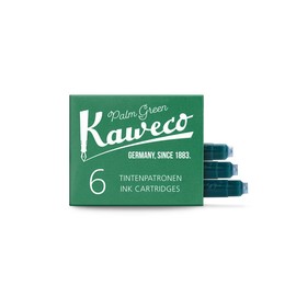 Kaweco Fountain Pen Ink Cartridges Palm Green Pack of 6 | Premium Ink with Short Standard Cartridges in Green | Vegan Cruelty Free Water Soluble Calligraphy Lettering Writing