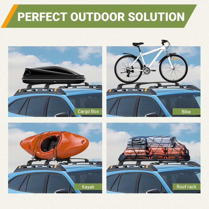 Roof Rack Cross Bars Compatible with Jeep Cherokee 2014-2023, 260lbs