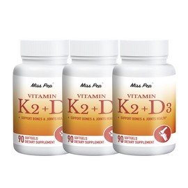 Vitamin D3 K2 - With 5000 IU Vitamin D3 and 100 mcg Vitamin K2 as MK7 - Bone Health & Immune Support Supplement, 90 Softgels Healthcare Dietary Edible:_3 Bottles