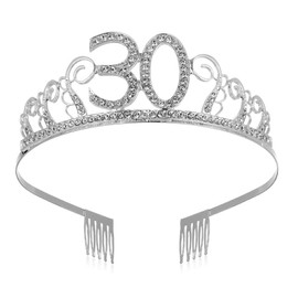 AIXXCUVQ Lady Birthday Party Crystal Rhinestone Hair Decoration Girls with Combs Favors Supplies Adults Wedding Anniversary, 30 Years Old