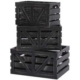 Farmhouse Storage Crates Nested Wooden Storage Crate with Handles,3 Pack