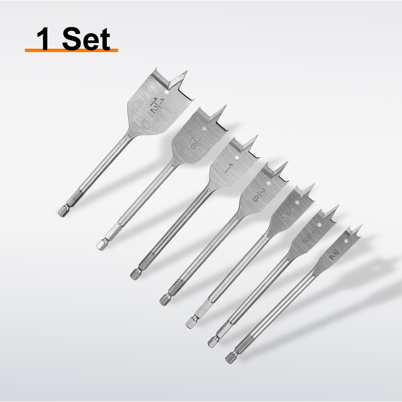 sourcing map 7Pcs Spade Drill Bit Paddle Flat Bits Set