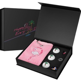 CRAFTSMAN GOLF Gift Box Flamingo Towel and Shark Golf Ball Markers with Hat Clip 3pcs Palm Trees Balls
