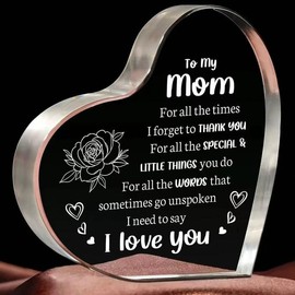 Gifts for Mom From Daughter Son, Mom Birthday Gifts - Acrylic Keepsake 3.9x3.9 Inch - I Love You Mom Mothers Day Gifts，- Best  Mother's Day Gifts for Mom:_Mom+Dad