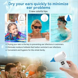 Ear Dryer with 3 Ear Tips, The Ultimate Solution for Post-Swimming, Showering, Surfing, Water Sports, Ear Drying，Ear Care and Infection Prevention