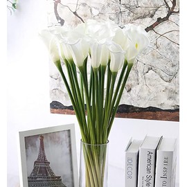 LNHOMY Artificial Calla Lily 2FT Long Stem Fake Latex Real Touch Artificial Flower Bouquets for Bridal Wedding Home Party Décor, (Cream)