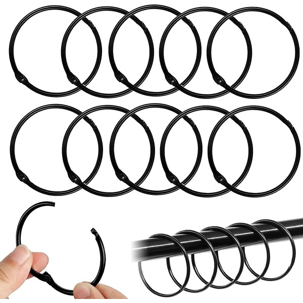 Curtain Rings for Opening, 50 mm Curtain Rings, Round Rings Curtain Clips Shower Rings Set, for Any Shower Rail or Curtain Rod