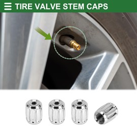 Motoforti Tire Valve Stem Caps Tyre Valve Dust Covers 8x14mm Leakproof Brass Silver Tone 1 Set