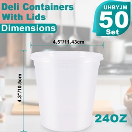 IJRPLM 50 Pack Deli Containers with Lids,24oz Plastic Deli Food Storage Containers, Leakproof Clear Takeout Container With Airtight Lids, BPA-Free, Microwave Dishwasher Freezer Safe,Heavy-Duty Quality