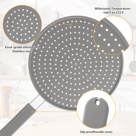 11 inch Splash Guard for Frying Pan - Silicone Grease Splatter Screen for Frying Pan Stove Top, Heat Resistant Multi-Use Frying Pan Splash Guard to Stop Hot Oil Splatter (Grey)