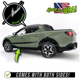 Benini Design Studio Side Door Strobe Rocker Decal Racing Stripes Graphics Fits 2022 Graphic Vinyl Sticker Compatible with Hyundai Santa Cruz 2022-2027 (Gloss Black)