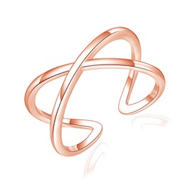 Cangall Silver Women's Rings, 925 Sterling Silver Open Adjustable Rings, Elegant Simple Silver Rings in X Shape/Knot Shape, Infinity Stackable Open Knuckle Finger Rings for Women Girls, Sterling