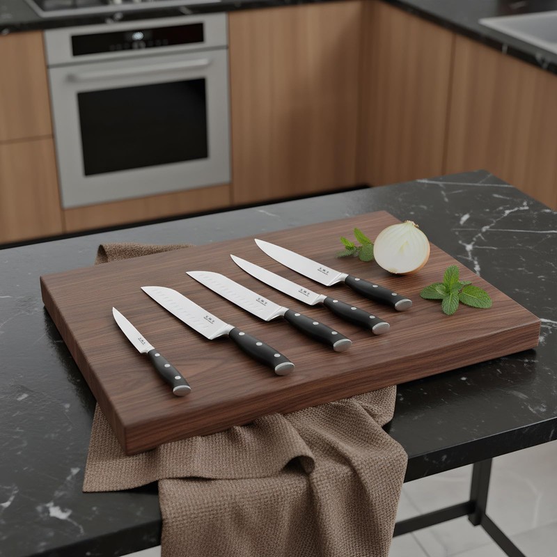 WANGMAZI 15 Pcs Knife Block Set, Knife Sets for Kitchen