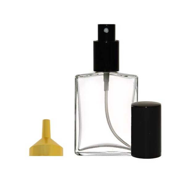 Riverrun Cologne Perfume Atomizer Empty Refillable Glass Bottle Black Sprayer and Metal Funnel 60ml 2 oz