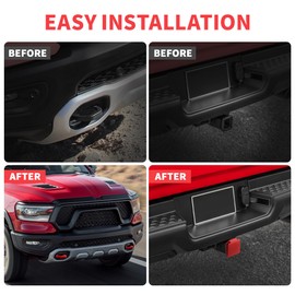 Tow Hook Covers for RAM 1500 Accessories (2019-2025). Paired with 2 - inch Rear Trailer Hitch Cover Heavy - Duty Protection(Not Fit for RAM 1500 Classic, Warlock, RAM 2500, RAM 3500) (Red)