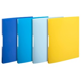 Exacompta - Ref. 54110E - Set of 4 Bee Blue flexible binders - 2 round rings 15 mm diameter - 20 mm spine - external dimensions 32 x 25 cm - A4 file format - assorted colors