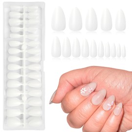 EternalClassic Soft Gel Nail Tips Acrylic Press on Nails Medium Almond, 240Pcs Fake Nails Almond Nails Tips, Pre-colored Gel Nail Tips, White Press on Nails Full Cover False Nails Kit