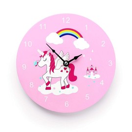 Mousehouse Gifts Kids Working Wooden Wall Clock in a Space, Spaceman, Rocket Theme (Unicorn)