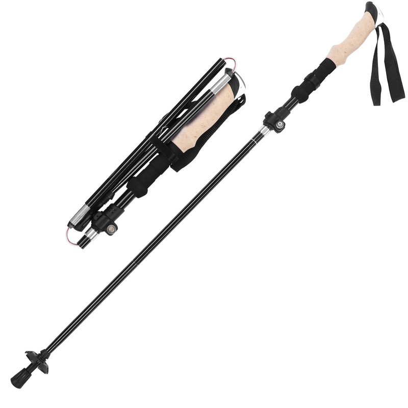 Telescopic Hiking Pole Portable Aluminum Alloy Folding Walking Stick for