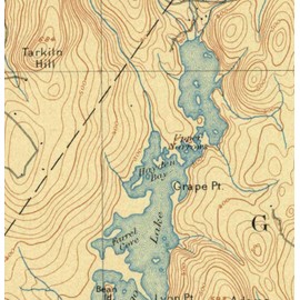 Little Sebago Lake - ca 1898 USGS Old Topographical Map Custom Composite Print - Maine