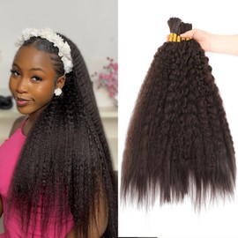XIIMENALU Kinky Straight Wavy Braiding Hair for Boho Braids Wet and Wavy Bulk Hair for Braiding No Weft Yaki Straight Bulk Hair for Micro Braiding Rebundle Braids (4#, 16inch(3pack(6pcs)))