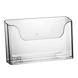 ogoPLUS Brochure Stand DIN A5 Landscape Format / Brochure Holder Flyer Stand Advertising Stand Table Brochure Stand / Brochure Box / Advertising, Crystal Clear, Light Tilt for Optimal Field of View