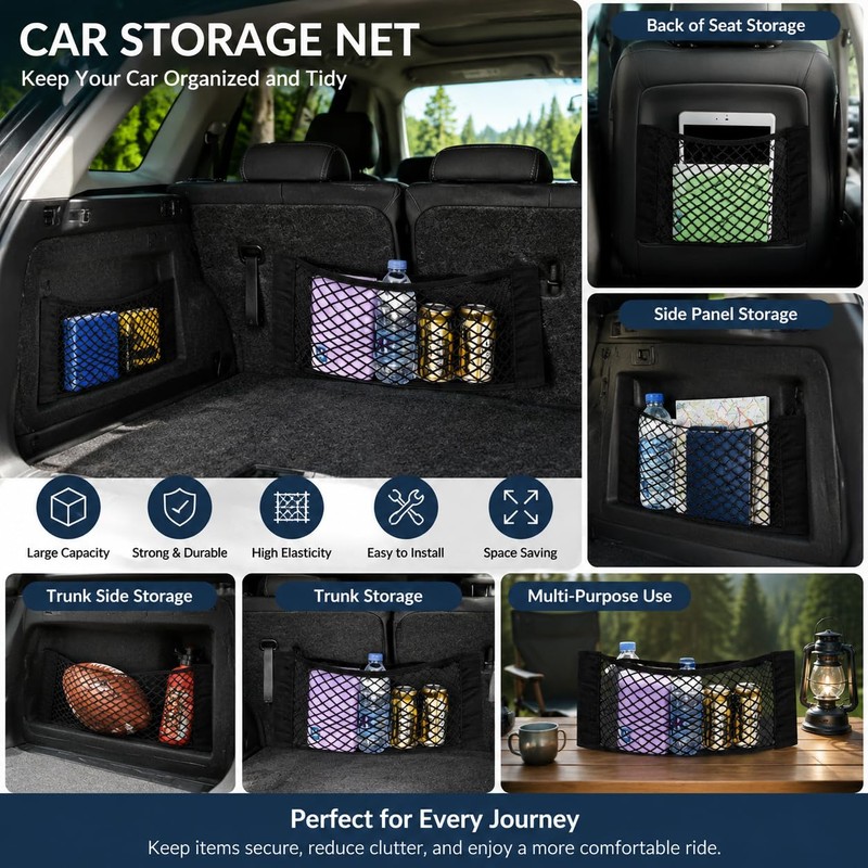 YEDOUALE Rete Portaoggetti Auto 2 Pezzi 40x25 cm Organizer Baule