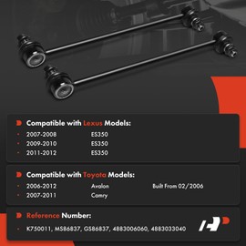 A-Premium 2 x Rear Sway Bar Links Stabilizer Bar Links, Compatible with Toyota Camry 2007-2011, Avalon 2006-2012 & Lexus ES350 2007-2012