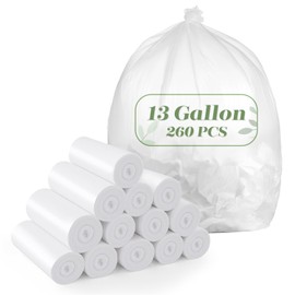 Jaoul Kitchen Garbage Bags, 13 Gallon Trash Bags for Tall Kitchen Trash Can, 0.97 Mil Thicken Large Garbage Bags Kitchen Trash Bags, Lawn Trash Can Liner, White Trash Bags, 260 Counts